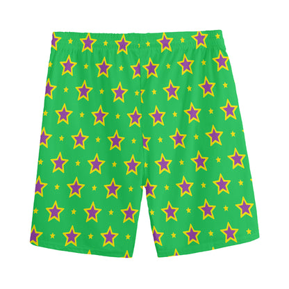 Mardi Gras Star Pattern Print Men's Sports Shorts