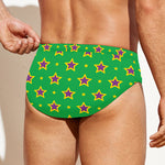 Mardi Gras Star Pattern Print Men's Swim Briefs