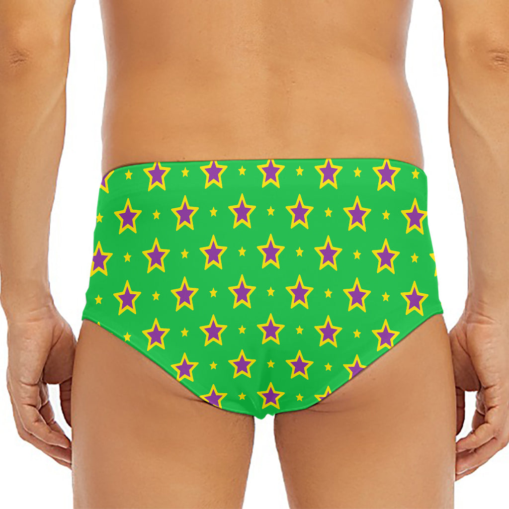 Mardi Gras Star Pattern Print Men's Triangle Swim Briefs