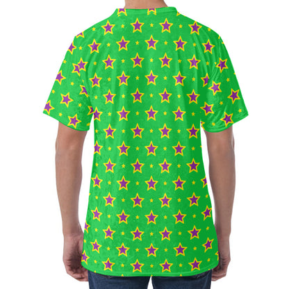 Mardi Gras Star Pattern Print Men's Velvet T-Shirt