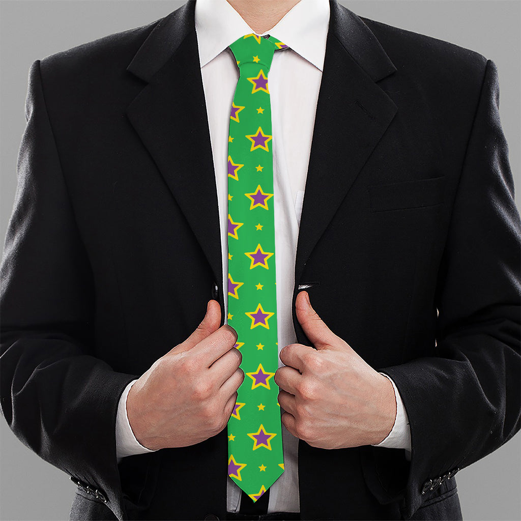 Mardi Gras Star Pattern Print Necktie