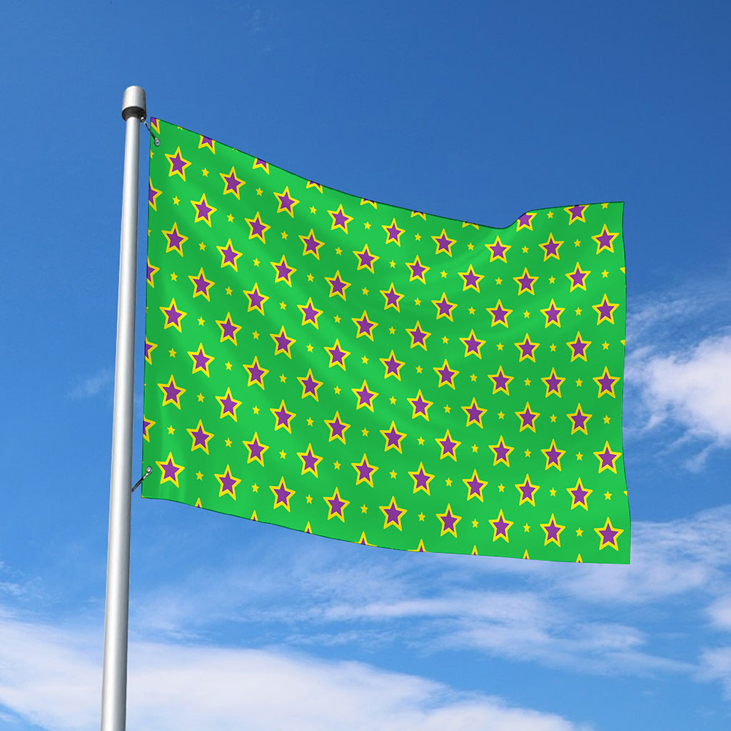Mardi Gras Star Pattern Print Polyester Flag