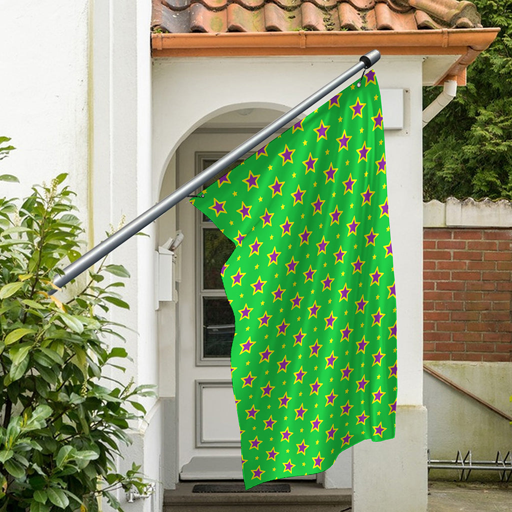 Mardi Gras Star Pattern Print Polyester Flag