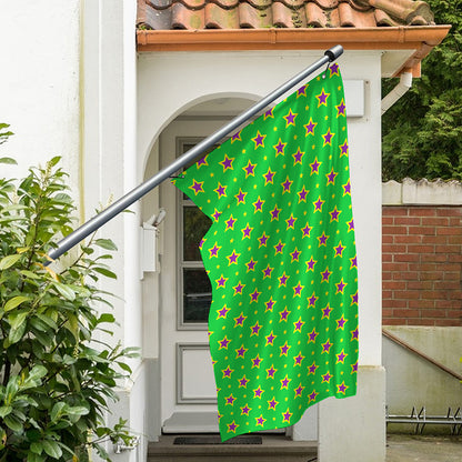 Mardi Gras Star Pattern Print Polyester Flag