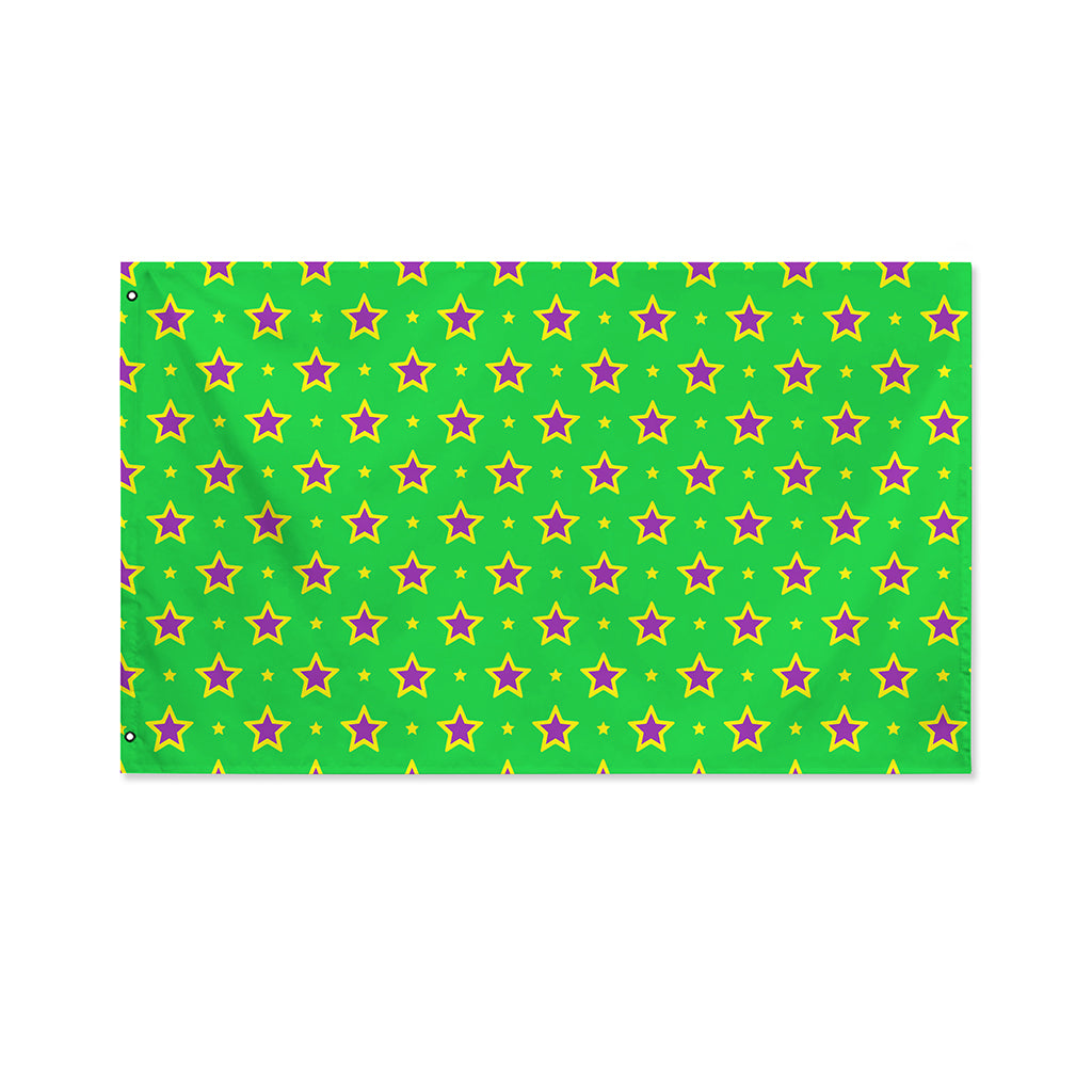 Mardi Gras Star Pattern Print Polyester Flag