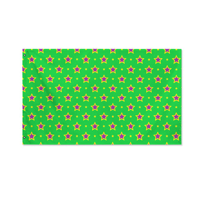 Mardi Gras Star Pattern Print Polyester Flag