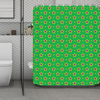 Mardi Gras Star Pattern Print Polyester Shower Curtain