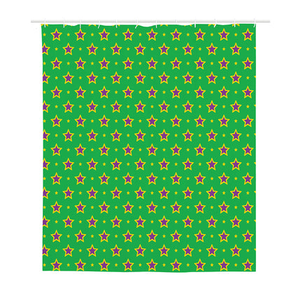 Mardi Gras Star Pattern Print Polyester Shower Curtain