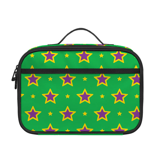 Mardi Gras Star Pattern Print Portable Lunch Bag
