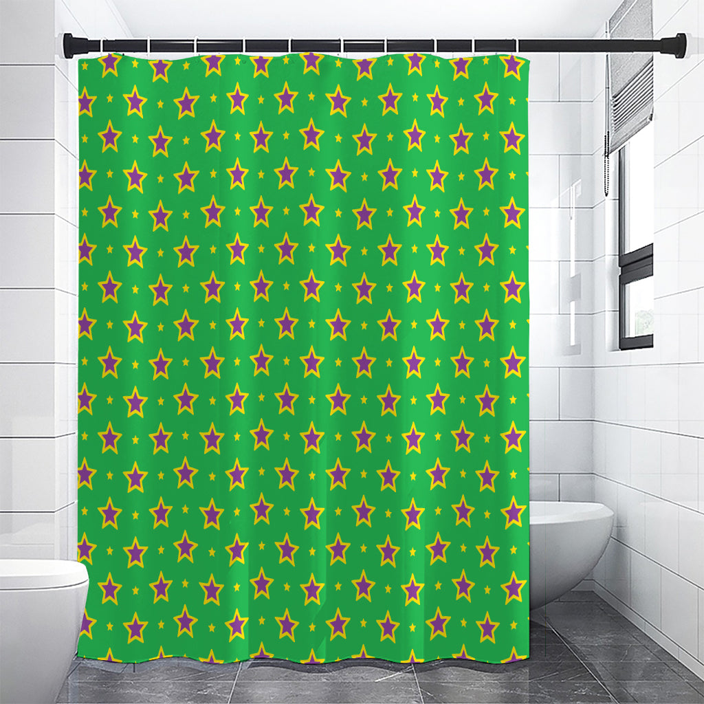 Mardi Gras Star Pattern Print Premium Shower Curtain