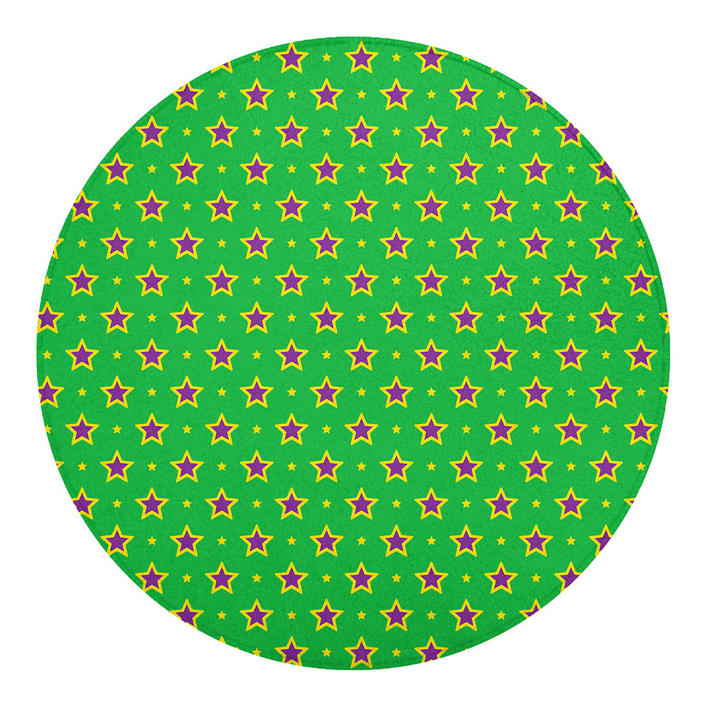 Mardi Gras Star Pattern Print Round Blanket