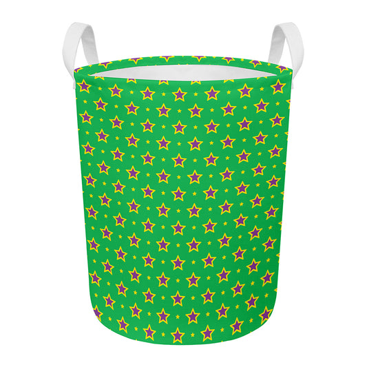 Mardi Gras Star Pattern Print Round Laundry Basket
