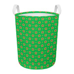 Mardi Gras Star Pattern Print Round Laundry Basket