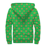 Mardi Gras Star Pattern Print Sherpa Lined Zip Up Hoodie