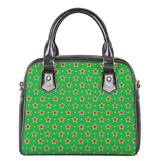 Mardi Gras Star Pattern Print Shoulder Handbag