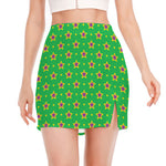 Mardi Gras Star Pattern Print Side Slit Mini Skirt