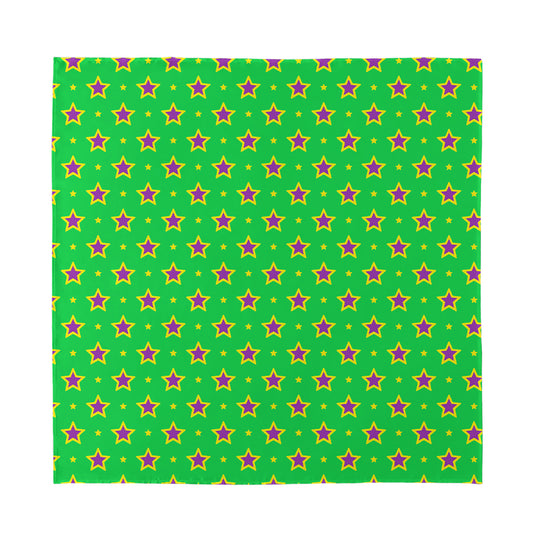 Mardi Gras Star Pattern Print Silk Bandana