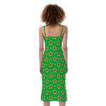 Mardi Gras Star Pattern Print Slim Fit Midi Cami Dress