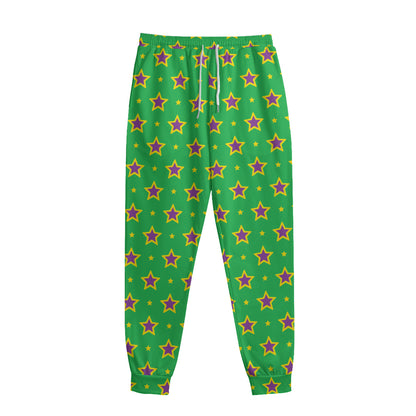 Mardi Gras Star Pattern Print Sweatpants