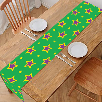 Mardi Gras Star Pattern Print Table Runner