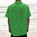 Mardi Gras Star Pattern Print Textured Short Sleeve Shirt