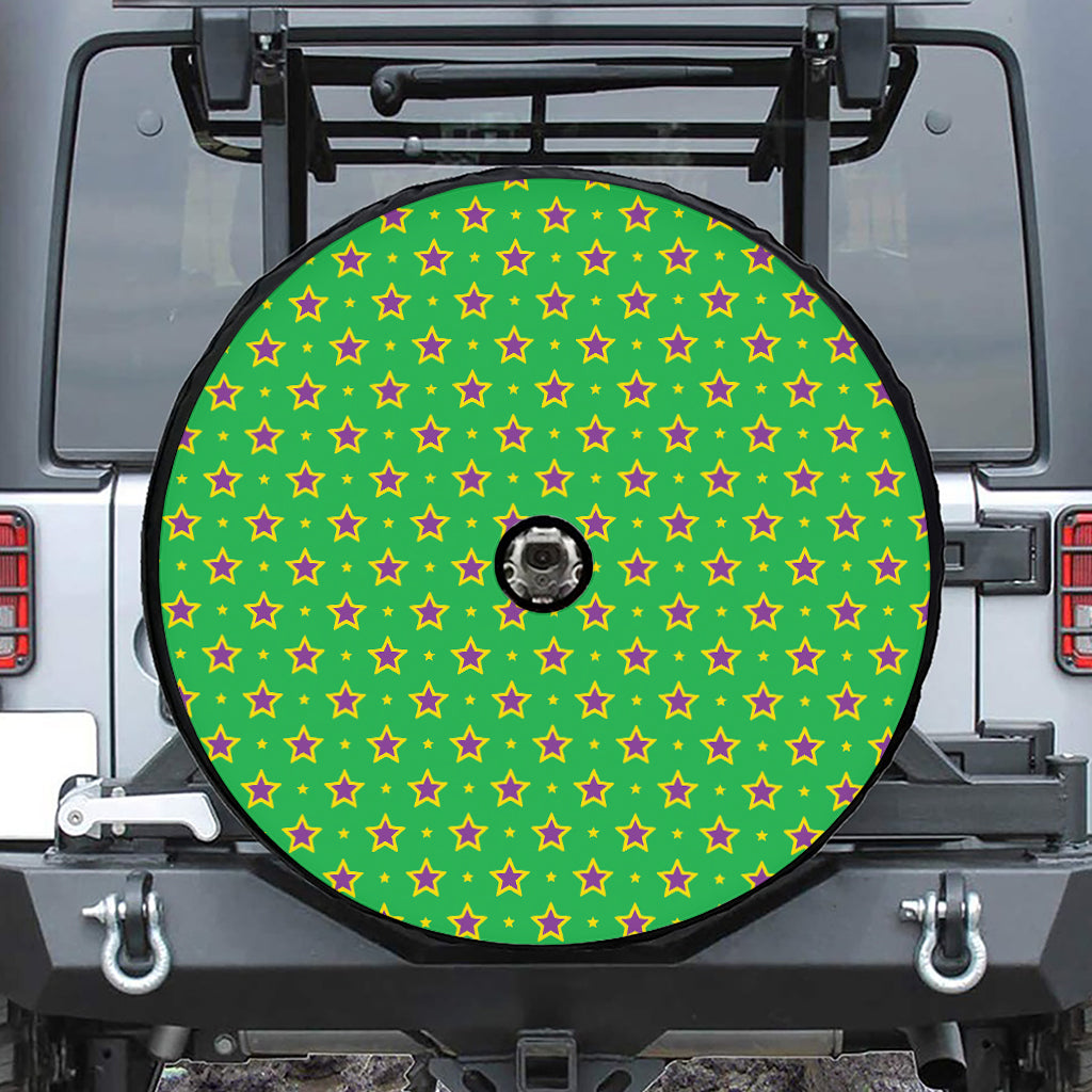 Mardi Gras Star Pattern Print Tire Cover With Camera Hole