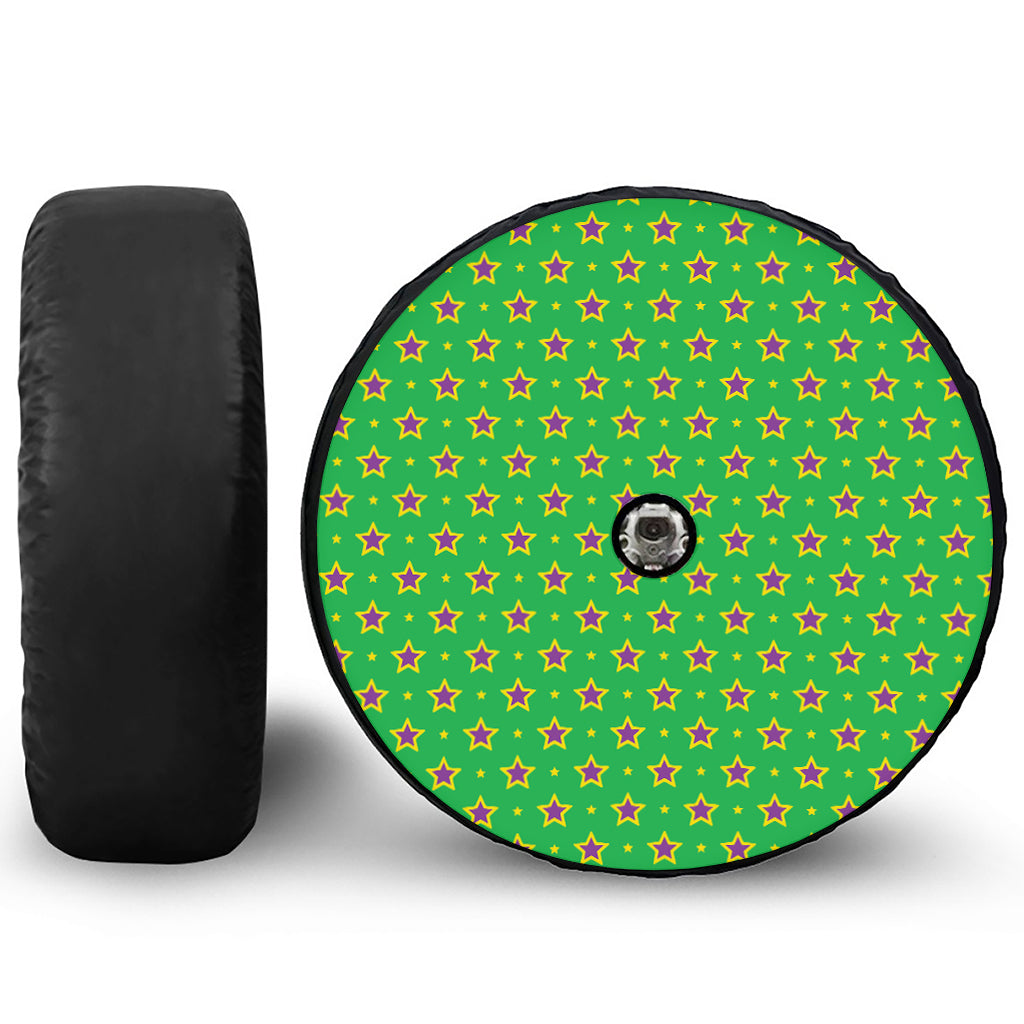 Mardi Gras Star Pattern Print Tire Cover With Camera Hole