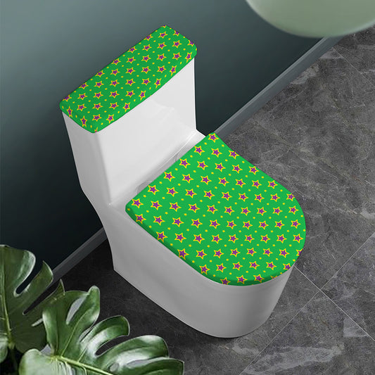 Mardi Gras Star Pattern Print Toilet Lid And Tank Cover Set