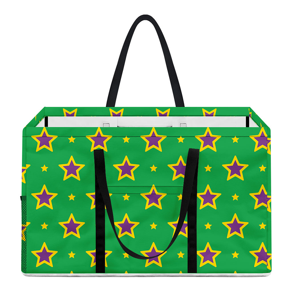 Mardi Gras Star Pattern Print Utility Tote Bag