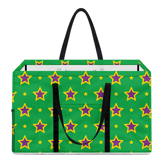 Mardi Gras Star Pattern Print Utility Tote Bag