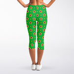 Mardi Gras Star Pattern Print Women's Capri Leggings
