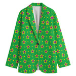 Mardi Gras Star Pattern Print Women's Cotton Blazer