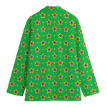 Mardi Gras Star Pattern Print Women's Cotton Blazer