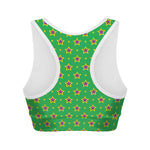 Mardi Gras Star Pattern Print Women's Sports Bra