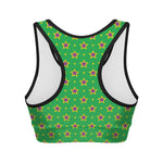 Mardi Gras Star Pattern Print Women's Sports Bra