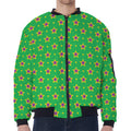 Mardi Gras Star Pattern Print Zip Sleeve Bomber Jacket