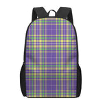 Mardi Gras Tartan Plaid Pattern Print 17 Inch Backpack