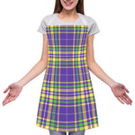 Mardi Gras Tartan Plaid Pattern Print Adjustable Apron