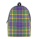 Mardi Gras Tartan Plaid Pattern Print Backpack