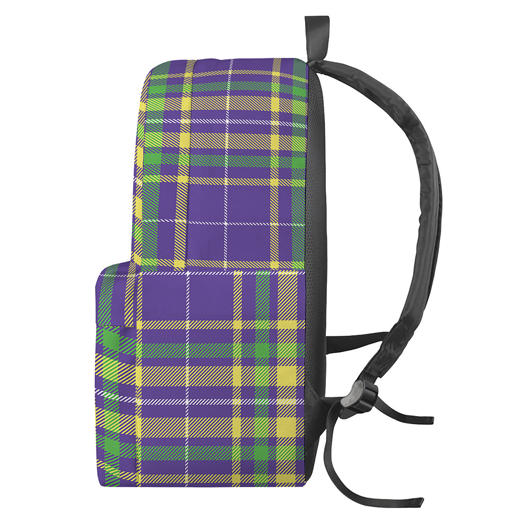 Mardi Gras Tartan Plaid Pattern Print Backpack