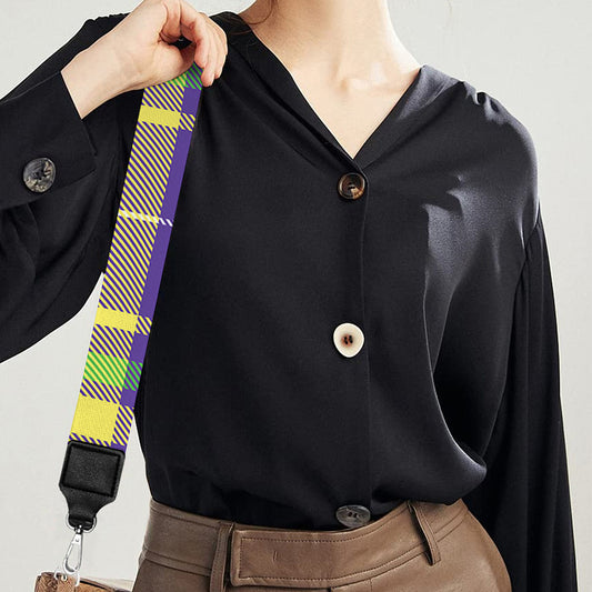 Mardi Gras Tartan Plaid Pattern Print Bag Strap
