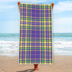 Mardi Gras Tartan Plaid Pattern Print Beach Towel