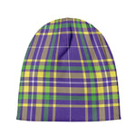 Mardi Gras Tartan Plaid Pattern Print Beanie
