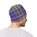 Mardi Gras Tartan Plaid Pattern Print Beanie