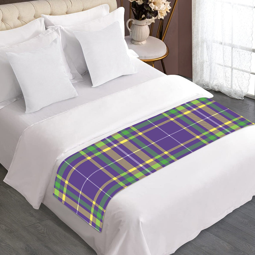 Mardi Gras Tartan Plaid Pattern Print Bed Runner