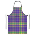 Mardi Gras Tartan Plaid Pattern Print Bib Apron With Pocket