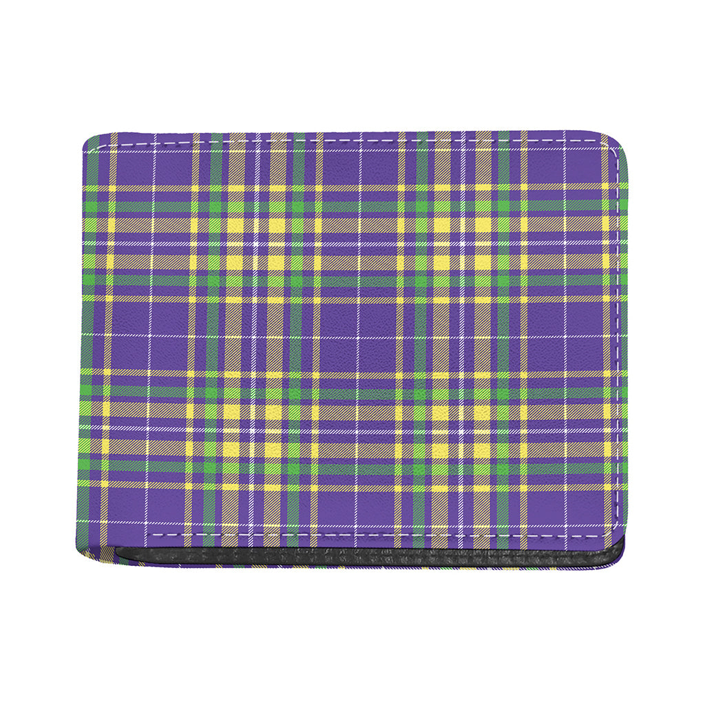 Mardi Gras Tartan Plaid Pattern Print Bifold Wallet