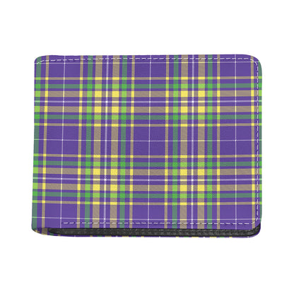 Mardi Gras Tartan Plaid Pattern Print Bifold Wallet