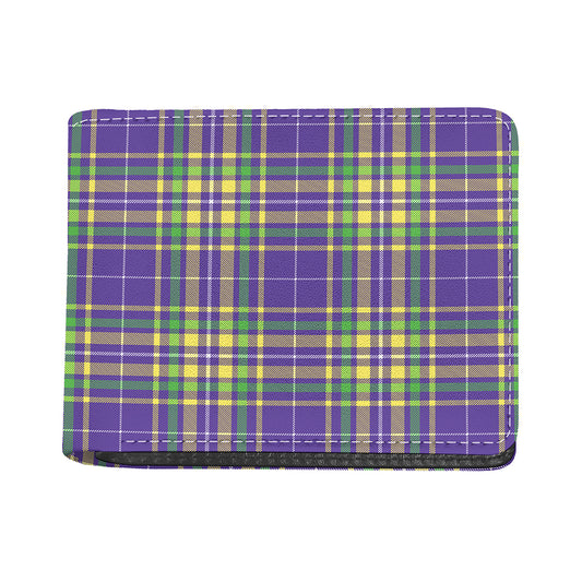 Mardi Gras Tartan Plaid Pattern Print Bifold Wallet