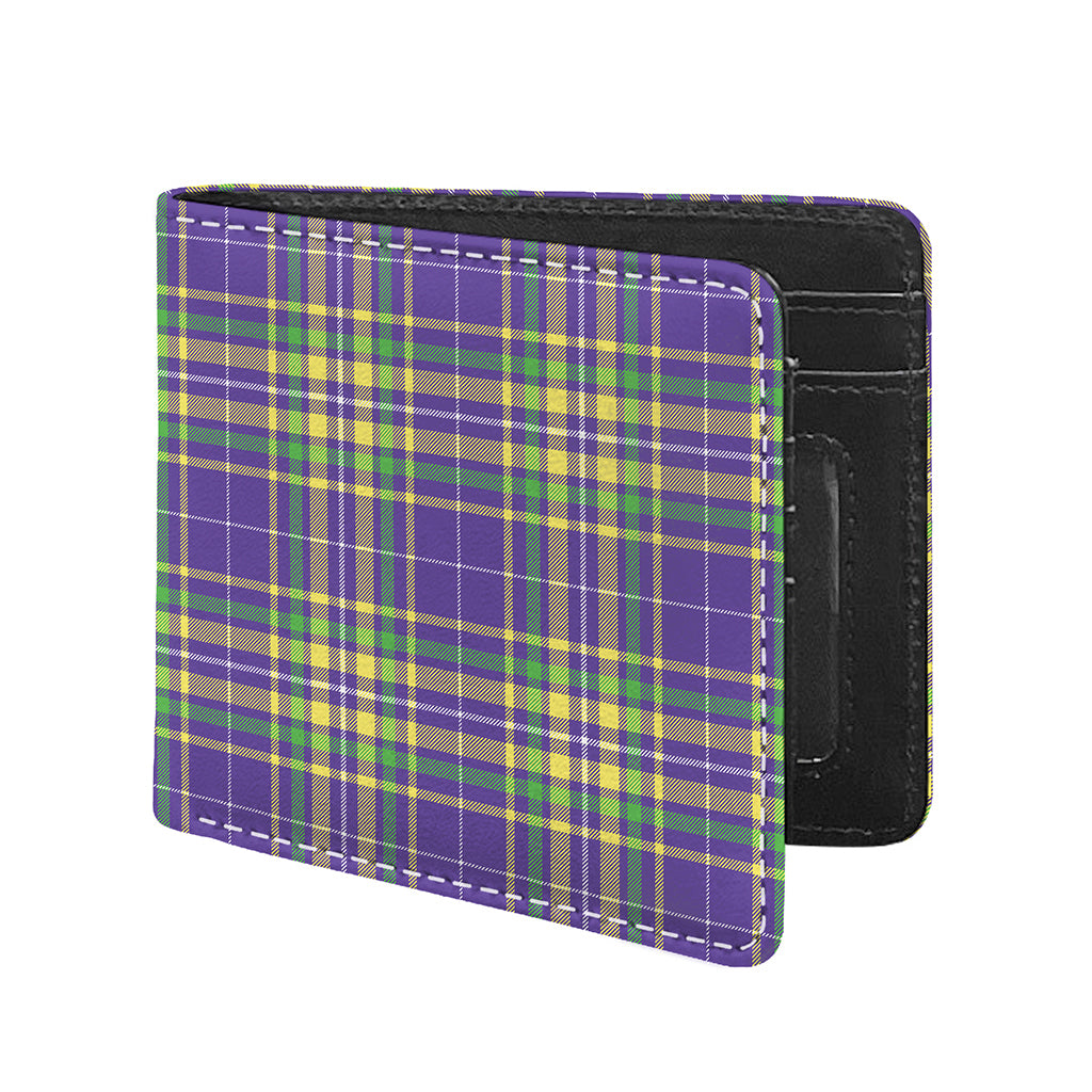Mardi Gras Tartan Plaid Pattern Print Bifold Wallet